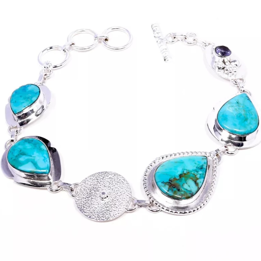 Turquoise gemstone sterling silver bracelet